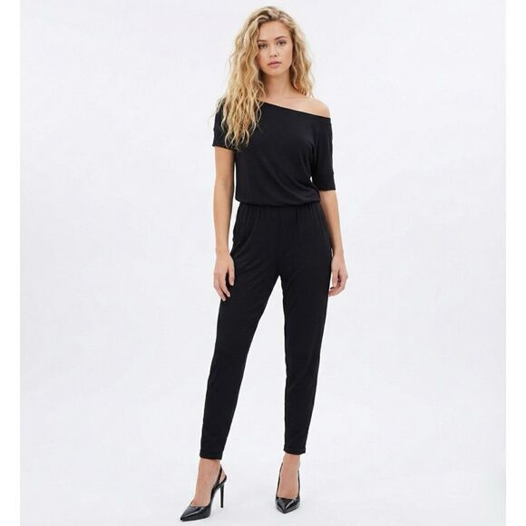 Michael Stars Pants - Michael Stars Black Jumpsuit M Luxe Jersey Off Shoulder Elastic Waist Romper